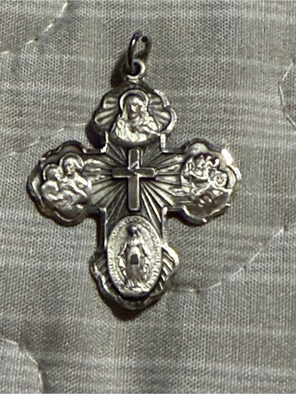 Vintage Bliss Sterling Catholic Four Way Cross Pendant Religious #349